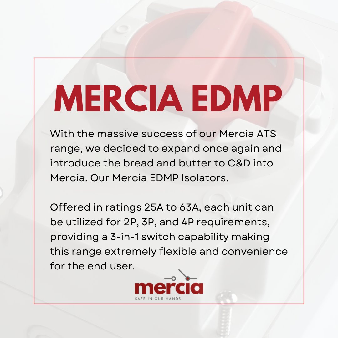 With the launch of our new Mercia EDMP Isolators, we are asking: 

What would you like to see next from our Mercia range?
Let us know in the comments of this post! 💬

#CraigAndDerricott #MakeTheSwitch #MerciaEDMP #EDMPRange #MerciaIsolators