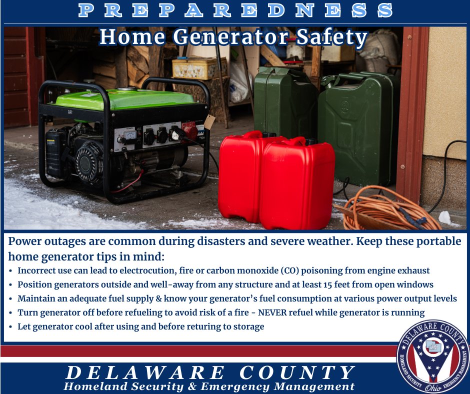 Good morning, Delaware County! Generators make a great alternative energy source during power outages but can be dangerous and even deadly if not used properly. #clickthepic for a few tips to keep you and your family safe.