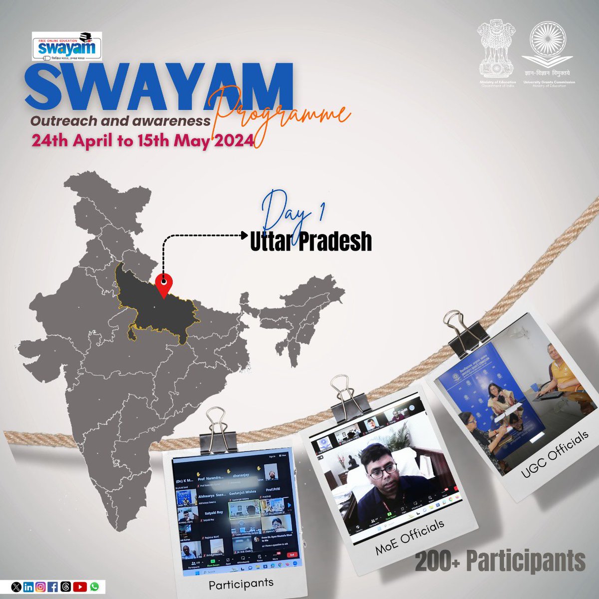 📢UGC Updates: SWAYAM Outreach & Awareness Programme Sh. @GovindJaiswal8, JS(TEL), @EduMinOfIndia, & UGC Officials interacting with VCs, Principals, SWAYAM Local Chapters & NEP SAARTHIs, exchanging ideas, best practices, & insights related to SWAYAM initiatives. 📍Uttar Pradesh