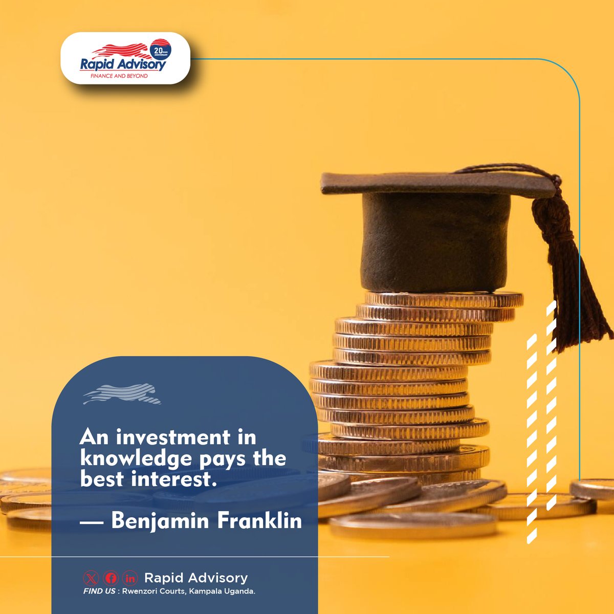 rapidadvisoryug's tweet photo. The more we know about money, the better decisions we make. Let's invest in our financial education and watch as it pays dividends for a lifetime! #InvestInKnowledge #FinancialFreedom https://t.co/7S23ftl2Wi