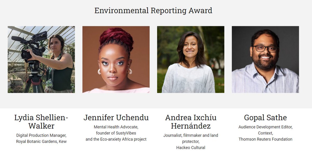 Huge thanks @onewm for inviting me to judge the 🌍 Environmental category of the 🏆 One World Media Award alongside these amazing environmental reporters & advocates. The longlist was incredibly diverse & inspiring! More here - oneworldmedia.org.uk/awards/longlis… @Dzennypha