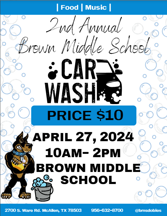 bmsdobies's tweet photo. We would like to thank Lowe's Pharr, Home Depot Mission, and AutoZone McAllen for their generous donations toward our carwash event this Saturday from 10-2 PM.
Make sure to stop by for a wash! #BuildingCommunityRelationships #DobiePride https://t.co/IhLG9hP4JX