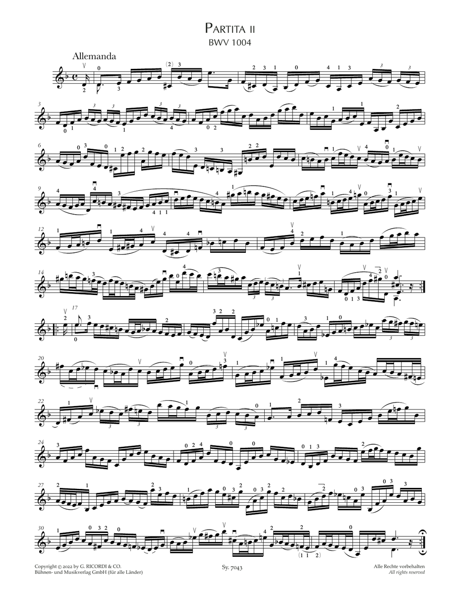 Johann Sebastian Bach Partita II, BWV 1004 Sheet Music Notes freshsheetmusic.com/johann-sebasti… #johannsebastianbach #music #piano