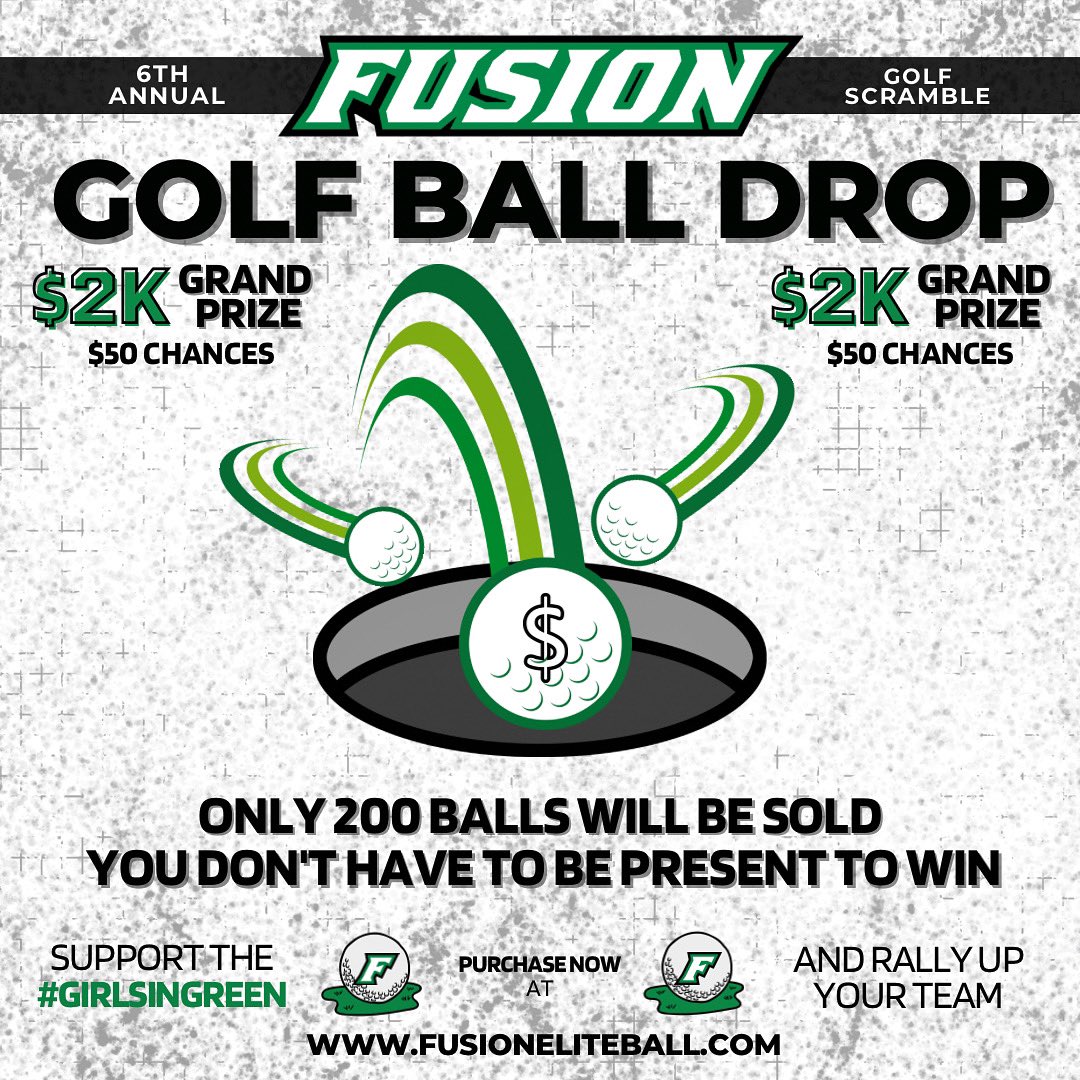 Who will be this year’s $2K grand prize winner(s)? 200 balls will be dropped from above and whichever makes it in — WINS! Purchase your chance today using the link below or in our story: fusioneliteball.com/fusion-golf-sc… #rallyupyourteam #supportthegirlsingreen ⛳️🏌️‍♀️