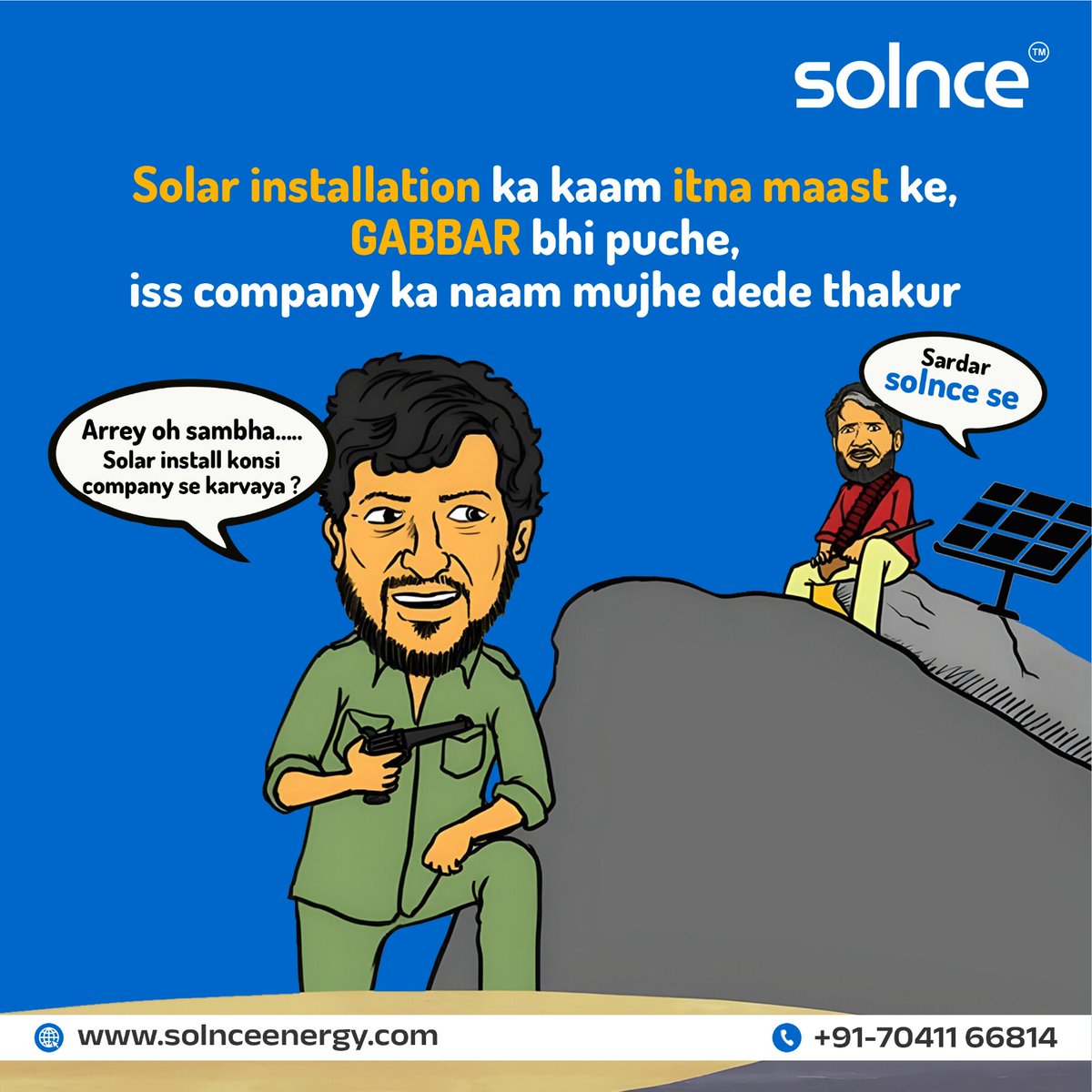 Kaam aisa ke Gabbar bhi maange #Solnce ka address! Get yourself the best experience of hassle free #solarpanels installation with Solnce! Kyuki #Solar bole toh Solnce! Visit: solnceenergy.com or Call: 07041166814 . . #solarpower #solarloan #facts #Trending #Crypto #SB19