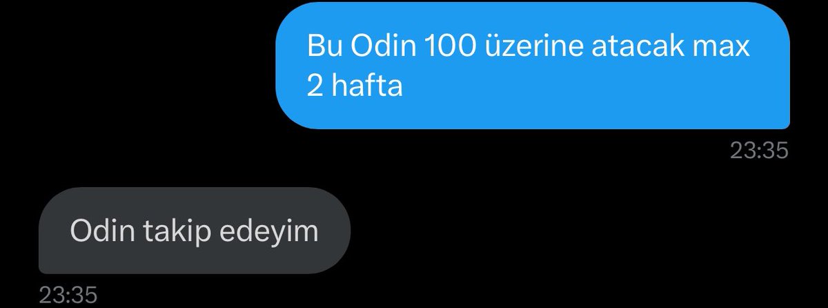 Değerli dostum ile aramızda geçen konuşma o zaman 68 tl #ODINE . Kıymet bilene buraya yazdığımız hisseler çok bile 

#magen 14-23.50 
#bera 19.50 22.50 
#arsan 15-17.80
#mtrks 63-73 sadece son 15 günde verilen ve gidenler . 
Paylaşımlarım yatırım tavsiyesi içermez