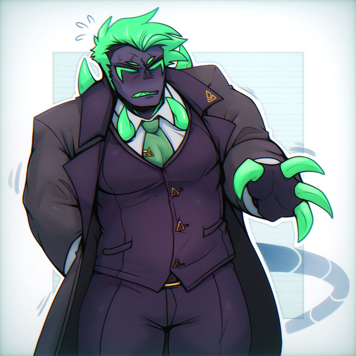 Drew my boi based on <a href="/jaeg_n/">Jaeg / comms on hold</a> 's design
Don't worry he will get use to it eventually, it's for his dad's company represation
#simulalive #SLCrypto #oc