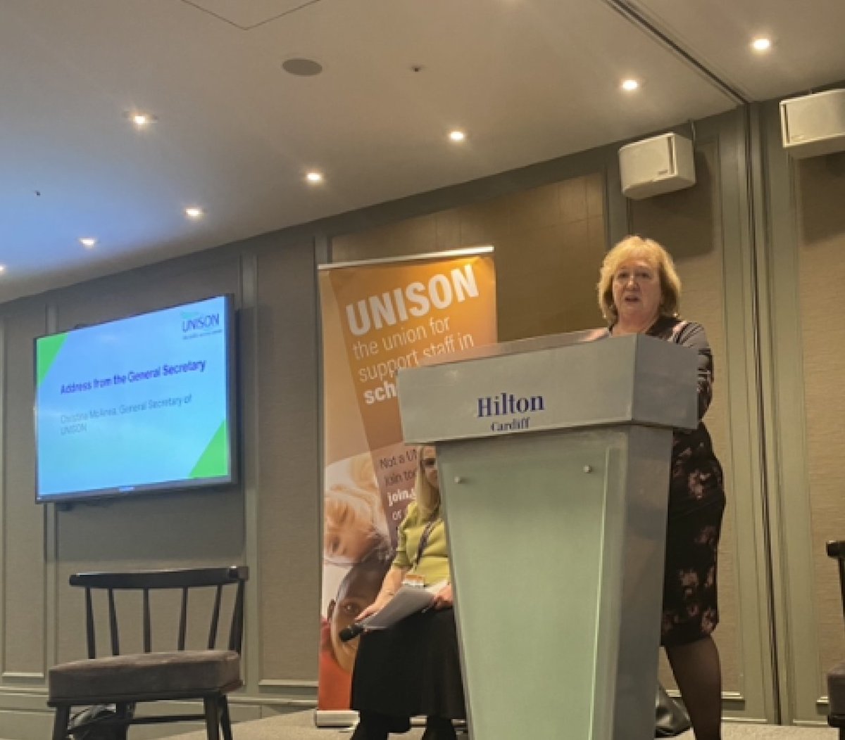 Christina McAnea, UNISON’s General Secretary speaking at this year’s School Support Staff Seminar in Cardiff #uschools24