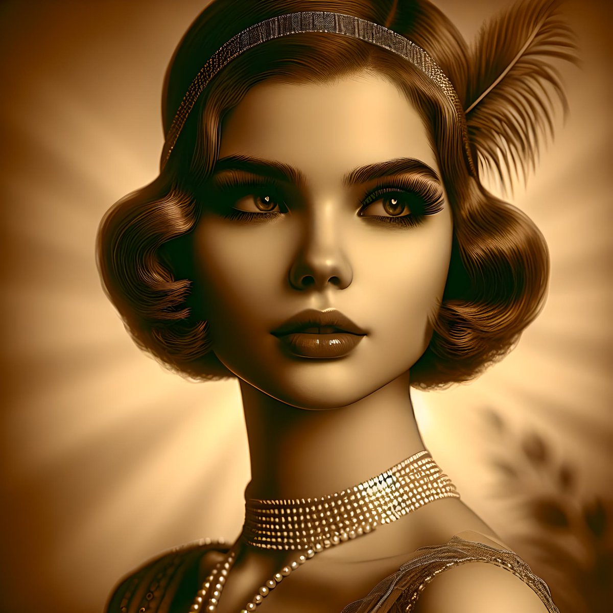 Flapper in sepia.