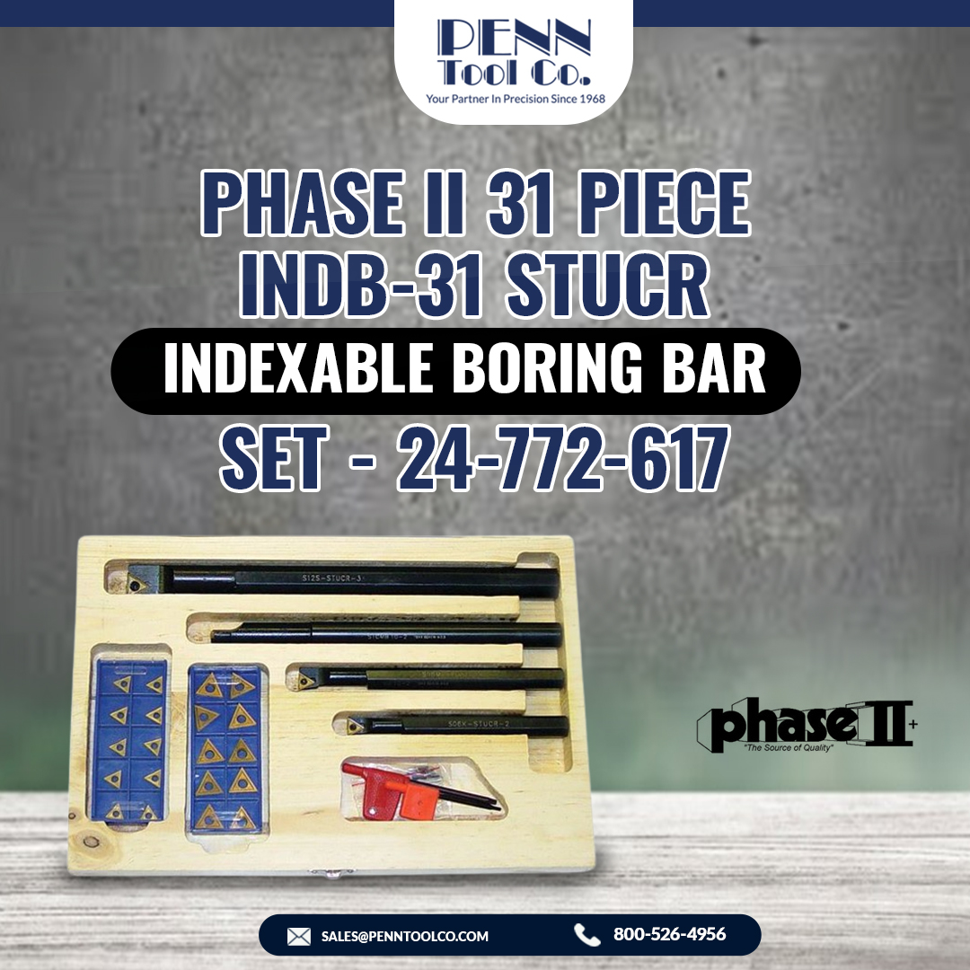 Unlock precision and versatility with our PHASE II 31-piece Indexable Boring Bar Set. Elevate your machining game today!
.
#penntool #PhaseII #IndexableBoringBar #Machining #PrecisionTools #Engineering