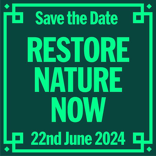 📆 On Saturday 22 June, Save the Wye will be joining a march to #RestoreNatureNow and protect our river 💦🐟   Everyone is welcome 🤝. Please join us to take a clear message to all politicians that nature can be saved but only if they take action now.   👉 restorenaturenow.com