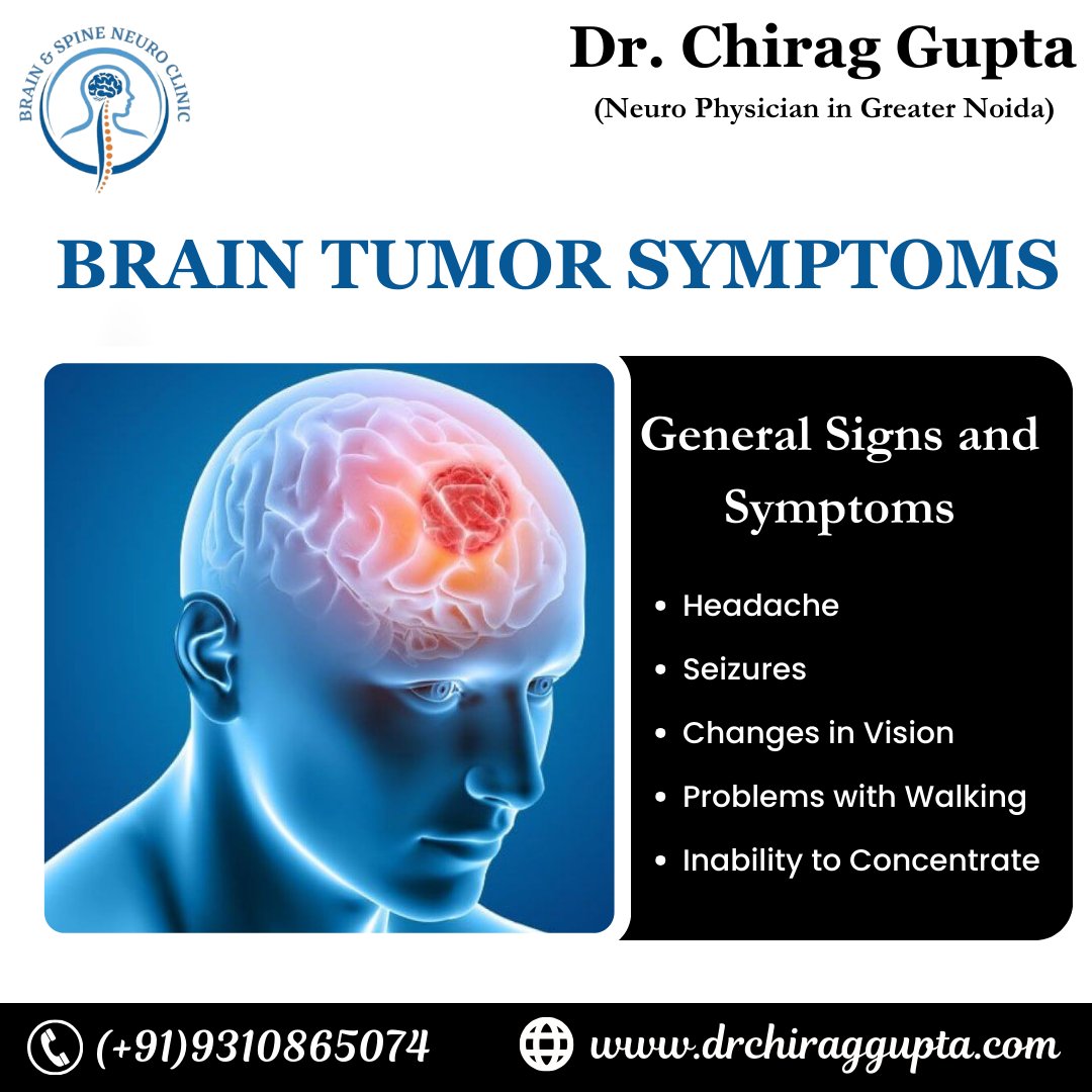 NeuroClinic7's tweet image. 𝐁𝐑𝐀𝐈𝐍 𝐓𝐔𝐌𝐎𝐑 𝐒𝐘𝐌𝐏𝐓𝐎𝐌𝐒

General Signs and Symptoms
• Headache
• Seizures
• Changes in Vision
• Problems with Walking
• Inability to Concentrate
**
Call us at +919310865074 or +917905116456.
-
#Drchiraggupta #braintumore #brainproblem #braintumorsymptoms
