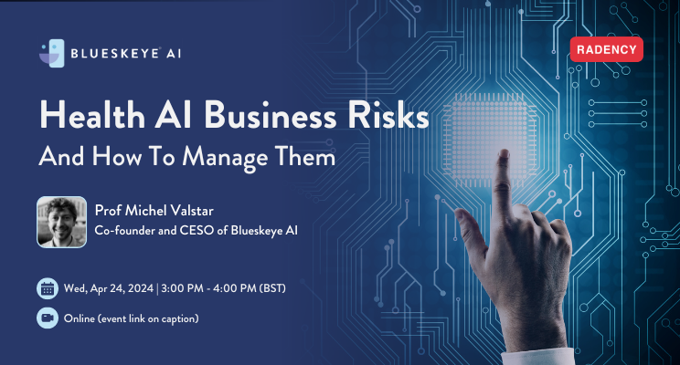 Today! 📣 Our co-founder & CESO, Prof Michel Valstar will share his insights in this webinar by Radency! #AI is reshaping the #healthcare industry, learn how to manage the risk. 🗓️ Wed, Apr 24, 2024 | 3:00 PM - 4:00 PM (BST) | Online Register 👇 linkedin.com/events/healtha…
