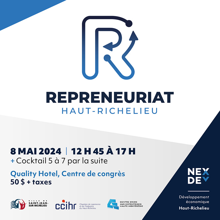 Un premier Colloque Repreneuriat Haut-Richelieu se tiendra le 8 mai prochain. À ne pas manquer ! Info et inscription par ici : bit.ly/3JmSED0
#CCIHR #VilledeSaintJeansurRichelieu #CAEHauteMontérégie