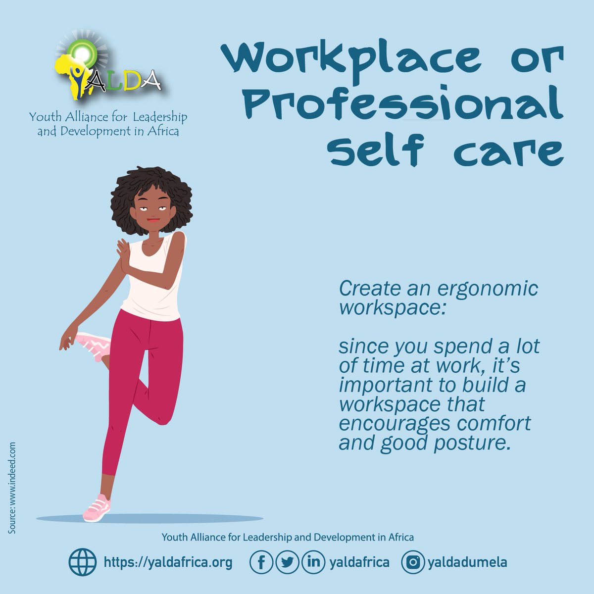yaldafrica's tweet photo. An ergonomic workstation can help you feel less tension in your body. Improve your productivity and mental clarity. How can you improve your workspace and make it more comfortable this week?
#WellnessSunday #Recharge #RechargeSunday #ShareYourThoughts #SundayCalm #yalda4health https://t.co/xaq6tFijdF