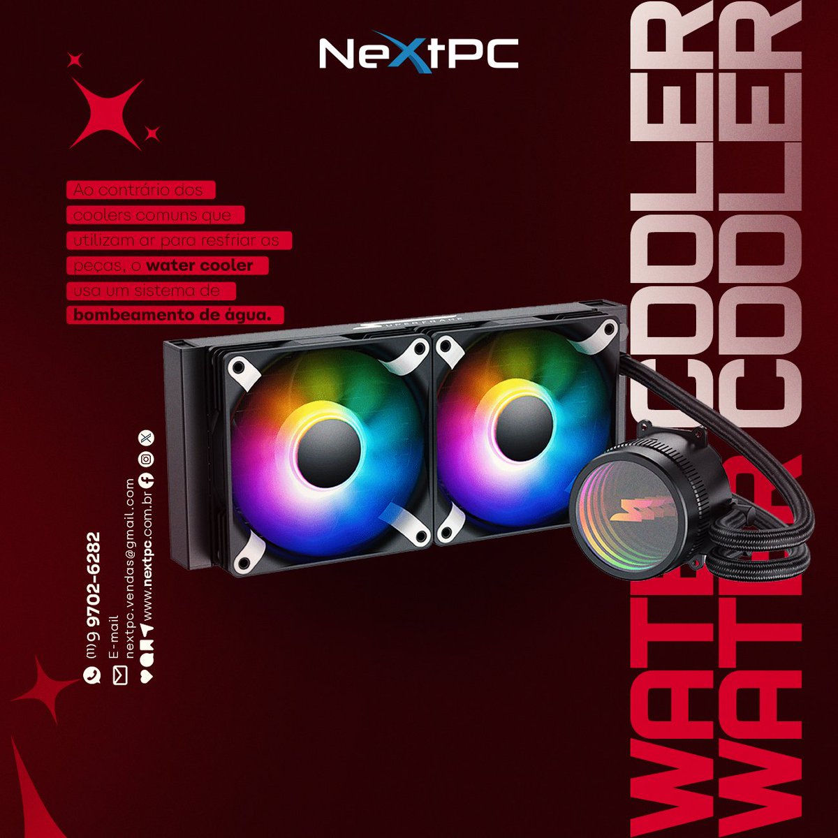 nextpc_oficial's tweet image. O water cooler é um sistema de resfriamento líquido para computadores que oferece várias vantagens em relação aos tradicionais coolers de ar. 🖥️👍🚀 #watercooler #coller #coolergamer #setup