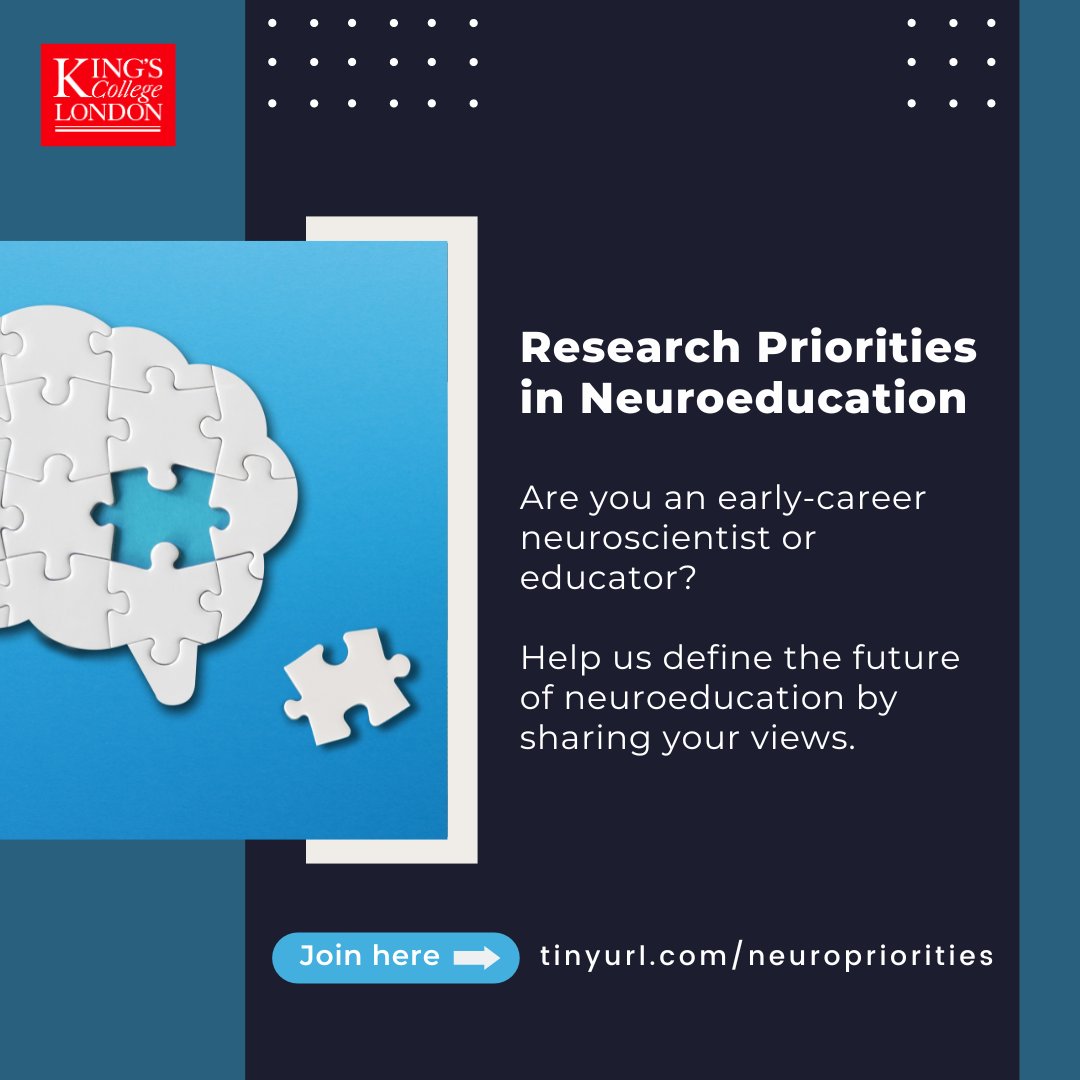 Our IoPPN colleague @DrEllieDommett @ADHDresearchlab has shared an interesting opportunity for teachers who have qualified in the last 5 years to contribute to her research on neuroeducation. More information here: tinyurl.com/neuropriorities