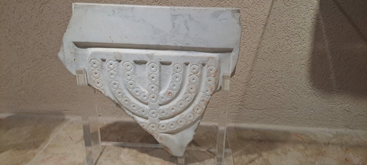 Ancient marble screen from a synagogue in Tiberias from the byzantine period. Jews are white colonizers from Poland.