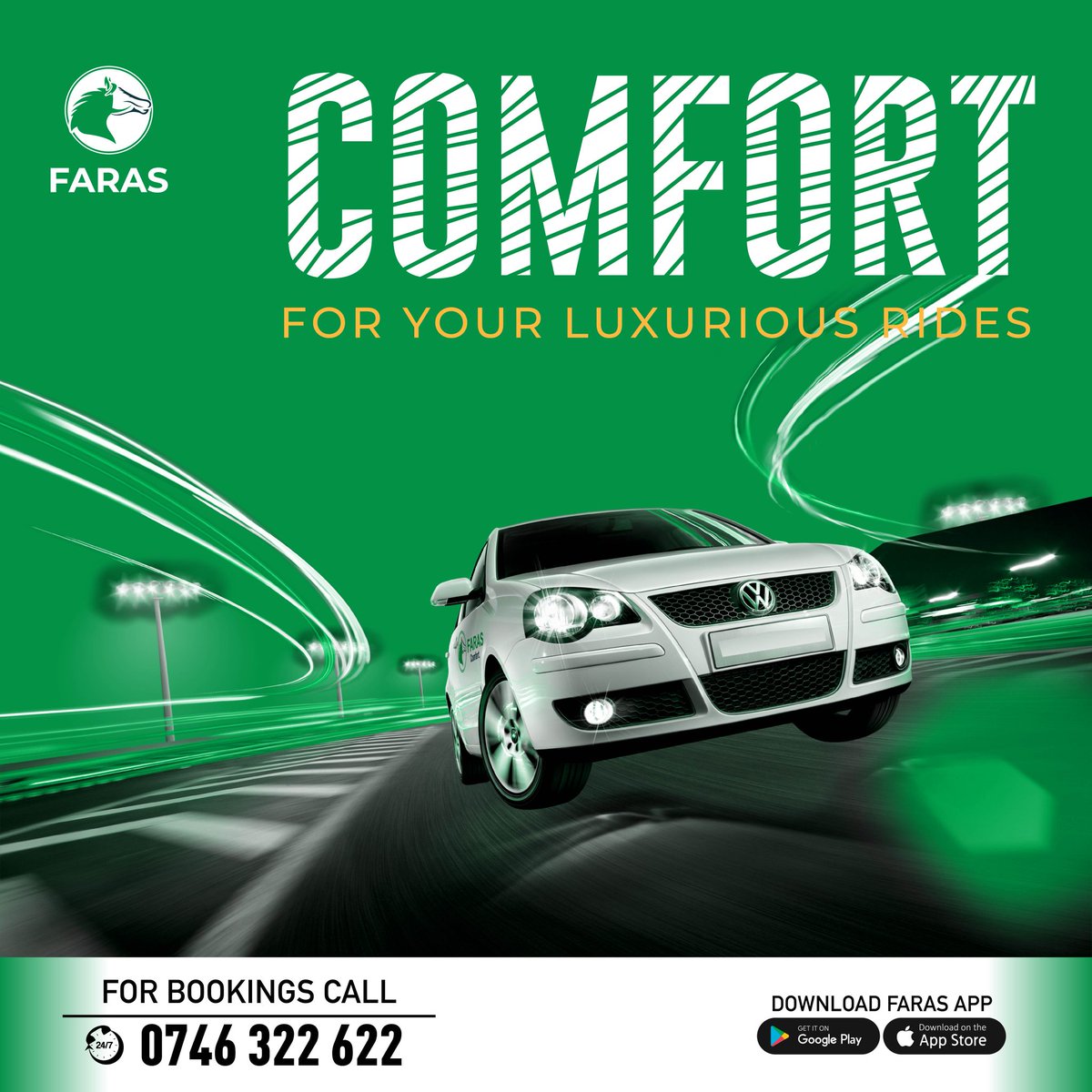 Experience the lap of luxury with #FarasComfort premier taxi service. From impeccable cleanliness to attentive chauffeurs, @farasKenya ensures your journey is as comfortable as it is convenient. Reserve your ride today and indulge in the finest transportation experience!