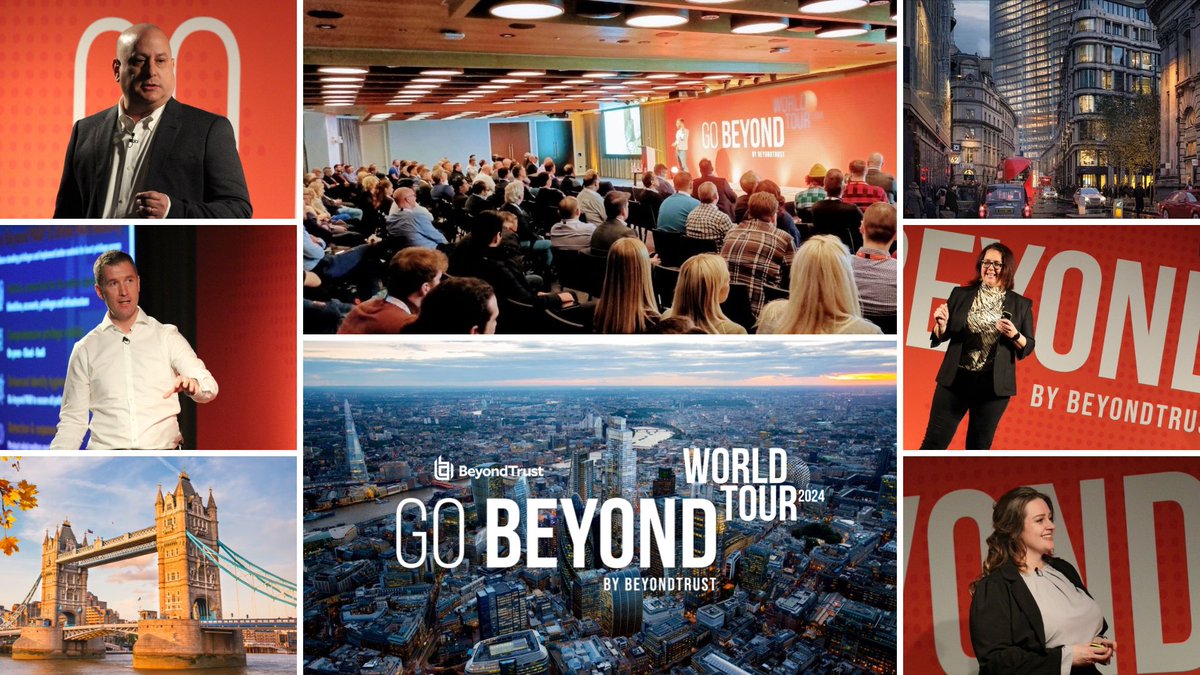 BeyondTrust's tweet photo. Some action shots from morning sessions at Go Beyond London yesterday. What an event it was, thank you to everyone who came along!
Thank you our sponsors too - AWS, ServiceNow, Tenable, Ping Identity, CyberIAM and HClTech
#GoBeyond24 #GoBeyondLondon #London #IdentitySecurity https://t.co/x0gp2uZofR