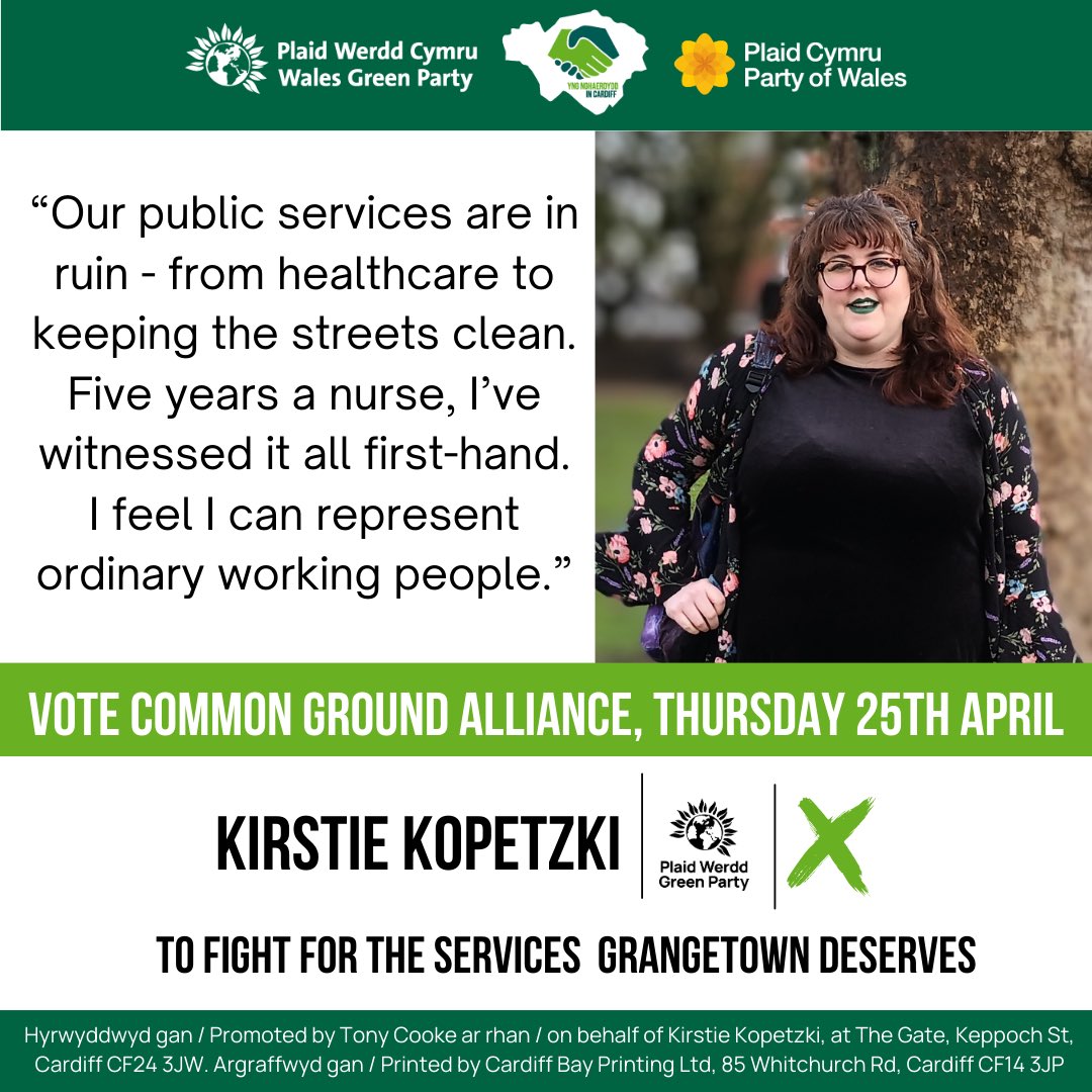 To fight for the services Grangetown deserves. Vote Kirstie Kopetski ✅

Thursday 25th April 🟢