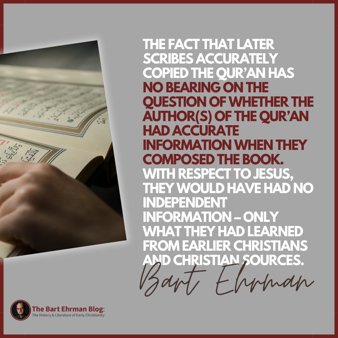 After I posted on the discovery of an ancient manuscript of the Quran (years ago; but I reposted it yesterday) I received a bunch of comments (years ago) that I responded to (years ago).  Here's a repost of the back and forth. ehrmanblog.org/responses-to-m…