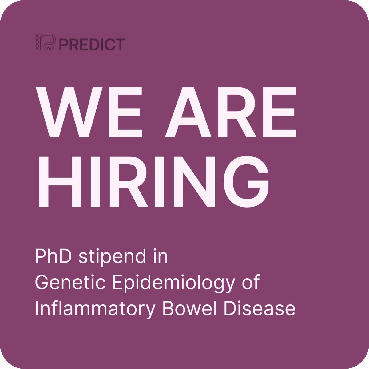 We're looking for a student interested in genomics, ML & epi to do a PhD with us in Copenhagen. We've genotyped many thousand IBD patients and linked them to their medical histories. We want to understand IBD genomics beyond susceptibility. vacancies.aau.dk/phd-positions/… Apply by 01.05
