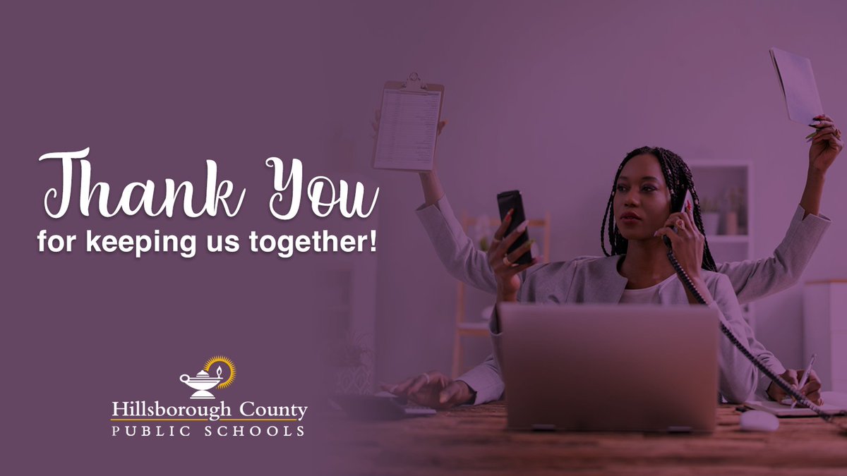 HillsboroughSch's tweet photo. Happy Administrative Professionals Day to all the hardworking admins out there! 🎉 Thank you for all that you do to keep things running smoothly. You are the real MVPs! #AdminProfessionalsDay #ThankYou #YouRock 🌟 https://t.co/1Kd1QmoDSd