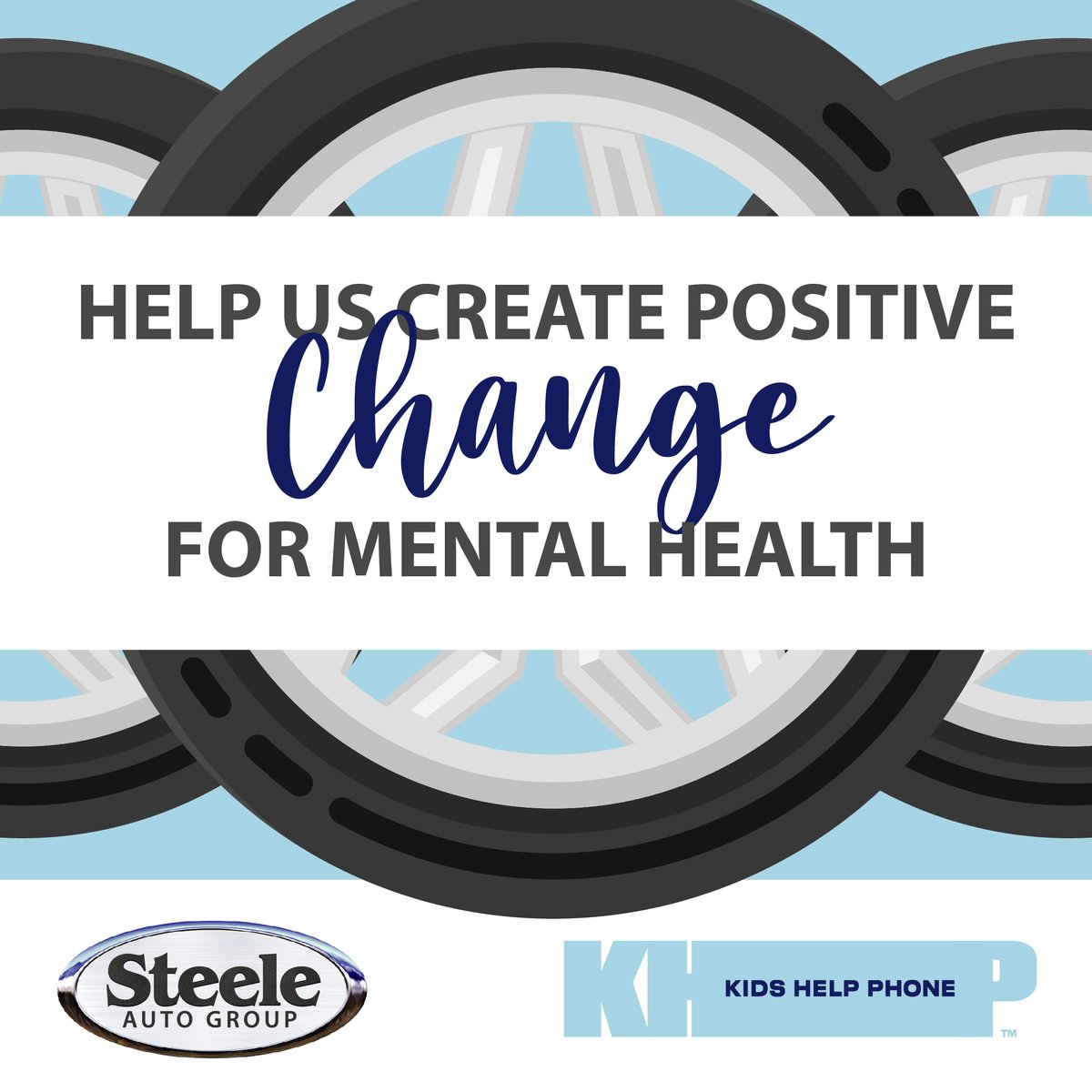 With every tire change until the end of May, Steele Auto will make a donation to Kids Help Phone.

🛞Book your tire change over today: steeleauto.com/service/schedu…

#khp #kidshelpphone #whysteeleauto #steeleautogroup #steelegivesback #steeleleasing