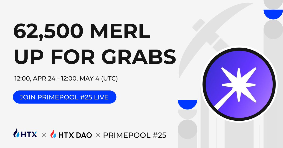 🔥 #HTX PrimePool #25 Goes Live! 🔴Stake $HTX Flexibly 🔵Share 62,500 $MERL with HTX Details:htx.com/en-us/assetact…