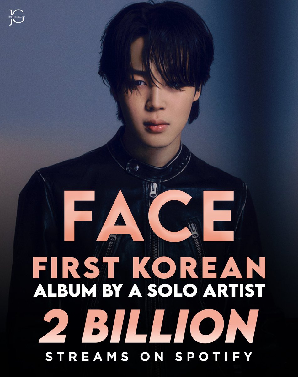 FACE is now the first and only Korean album by a solo artist to reach 2 BILLION streams in Spotify history! 🥳 Congratulations, Jimin!! 👏 We are proud of you. #FACE2BILLION #지민아_페이스20억_축하해 #Jimin_FACE RECORD MAKER JIMIN HISTORY MAKER JIMIN