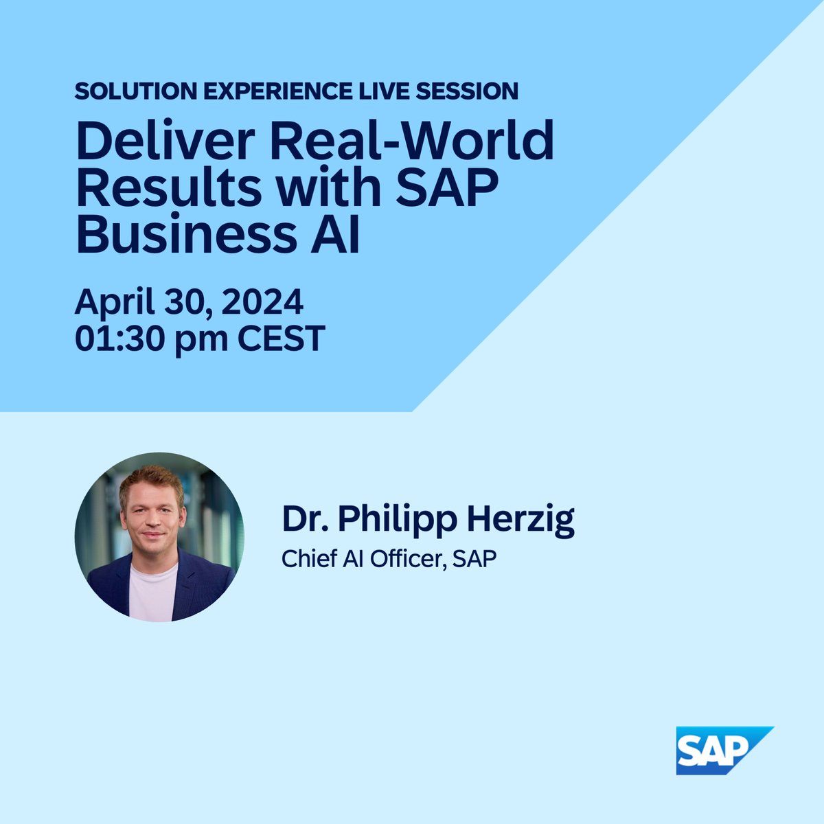JohnMSAP's tweet photo. Join the upcoming live session and discover how to leverage SAP Business AI to make smarter, insights-driven decisions. Free registration for all! https://t.co/v55tB9cPxA https://t.co/nHaAZEnZRV
