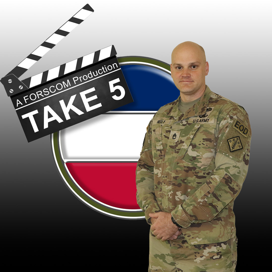 COMING APRIL 26! 🎬5️⃣ This month in 'Take 5' we talk to SFC John Neely of the @20thCBRNE, who blows the lid off the world of EOD Techs and what they do to keep our #Soldiers safe! Find “Take 5” at army.mil/forscom#org-ta…. #TakeFive #Soldiers @USArmy