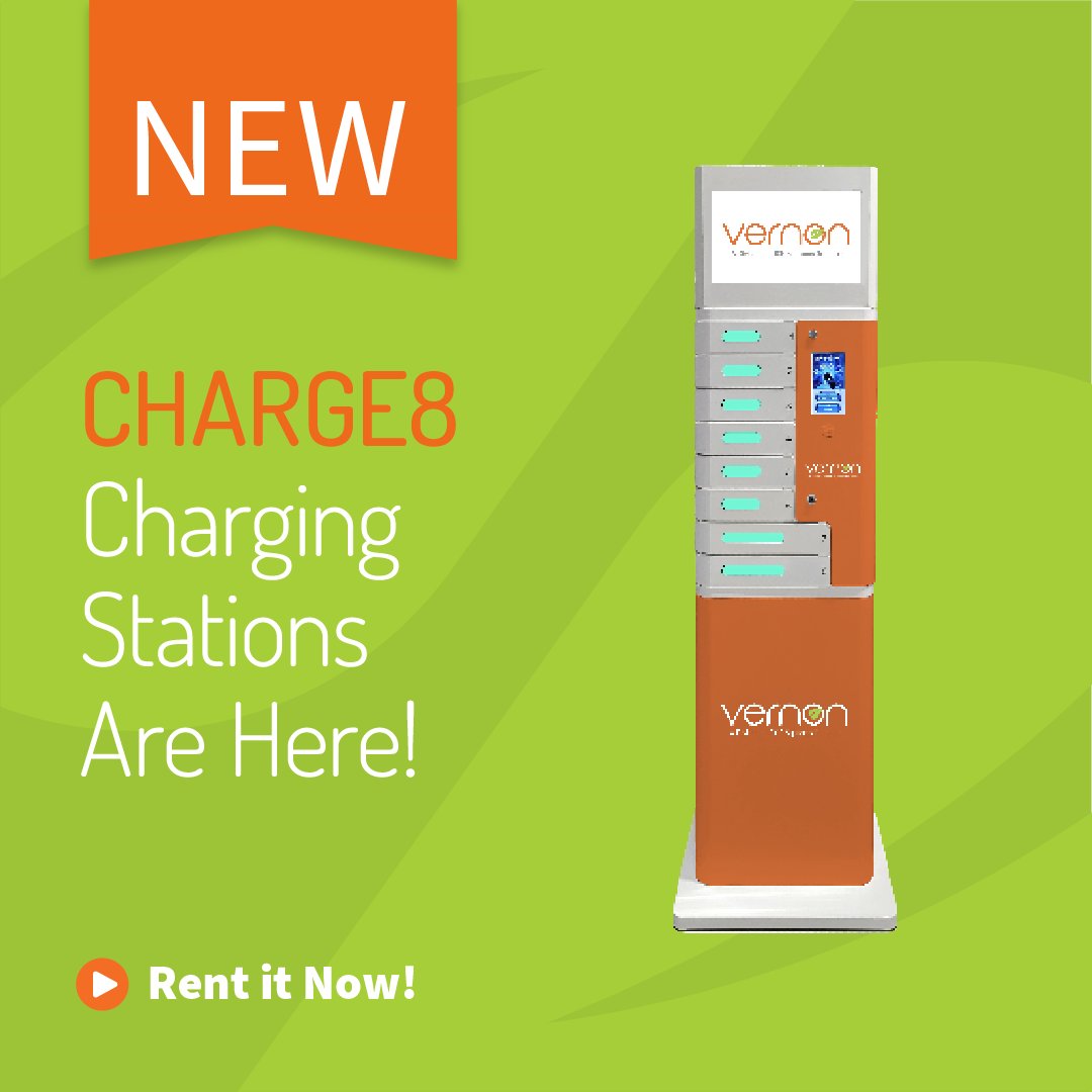 Checkout our new CHARGE8 charging station now! This secure and sanitary charging station also comes with an 18” screen at a 16:9 aspect ratio. You can use this display to showcase video content or still images.

#chargingstation #event #vernontechnology #vernonrental