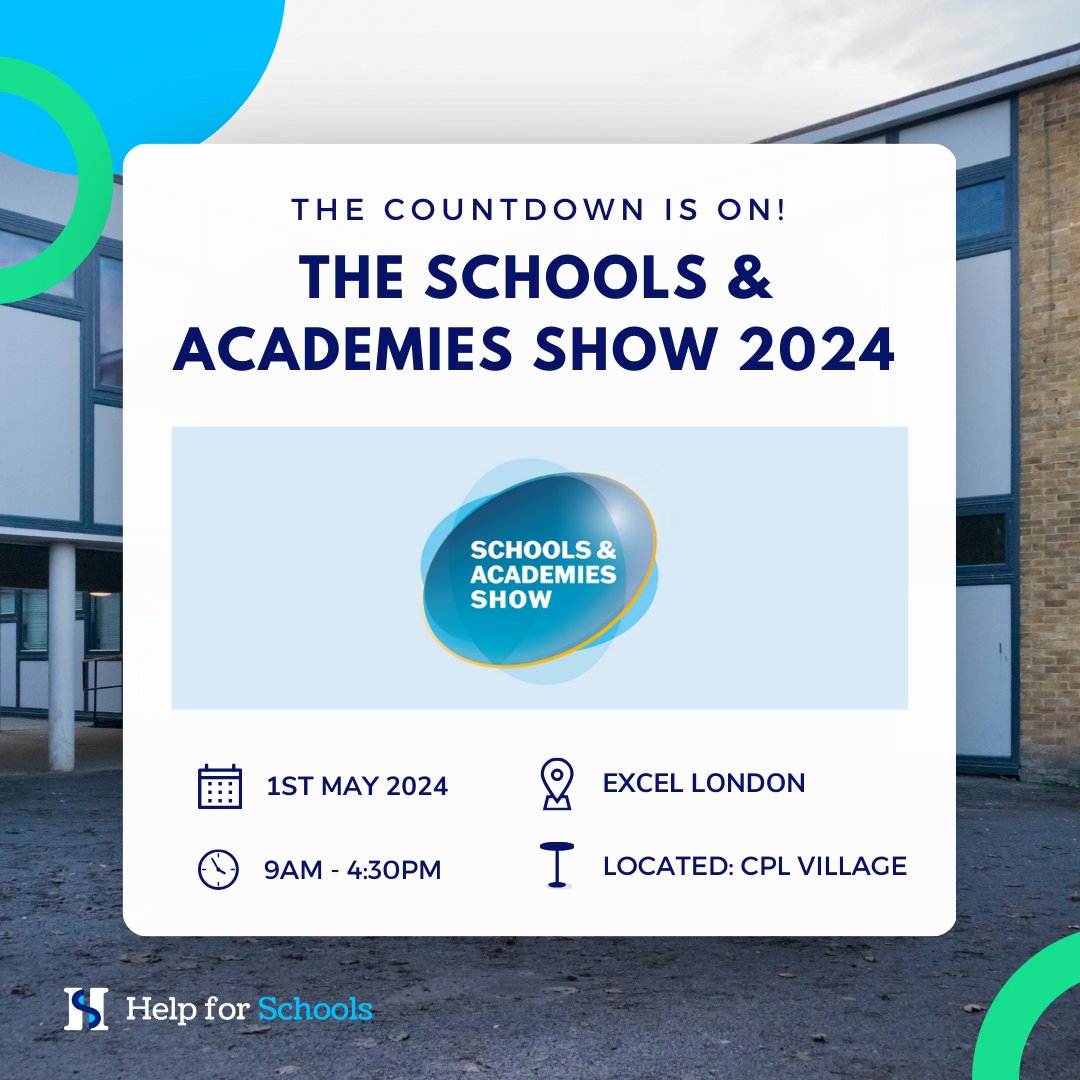 The countdown is on! 📣 It isn't long until we exhibit at The Schools & Academies Show 2024 📅 Date: 1st May 2024 ⏰ Time: 9am - 4:30pm 🏢 Venue: Excel, London 📍 Location: CPL Village Will we see you there? Let us know in the comments below! 👇 #SAASHOW #education