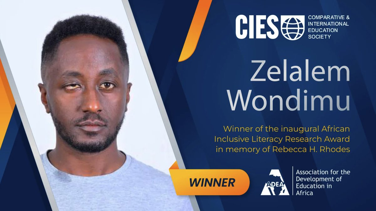 @FHI360 congratulates Zelalem Wondimu, winner of the @cies_us/@adeanet African Inclusive Literacy Research Award. Mr. Wondimu's research will focus on generating evidence on education challenges faced by #IDP children with disabilities in #Ethiopia. bit.ly/4d9M6oG