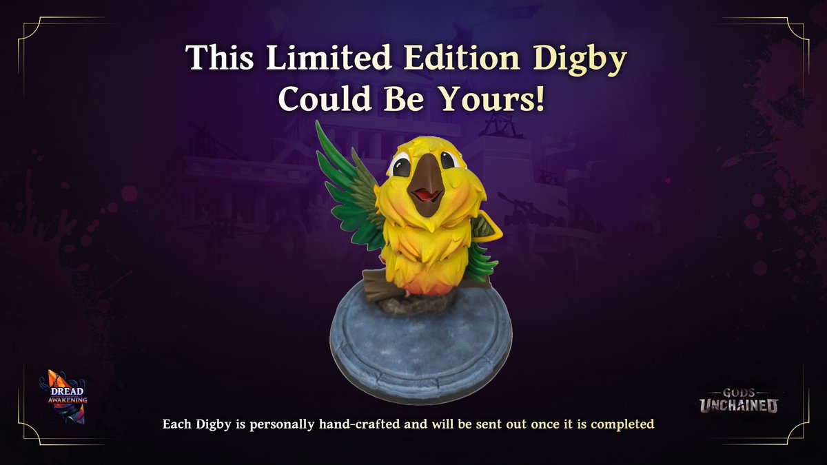 🎉5 limited edition real-life Digby display trinkets up for grabs! Top 3 buyers of Dread Awakening sets will each claim one, while 2 others will be raffled off. The more you buy, the higher your chances! Good luck!🍀 Qualifying period: Now till 23rd May, midnight UTC
