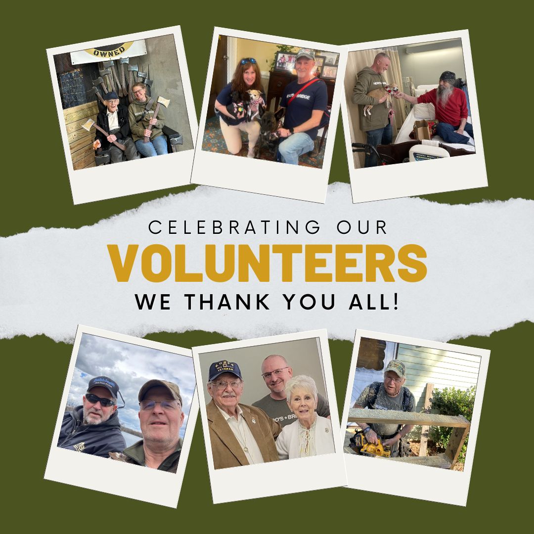 The numbers speak for themselves! 2,677 volunteer hours to help improve the quality of life for aging veterans! We are blessed to have our volunteers, and we thank them for their dedication to the Hero's Bridge mission!! #nationalvolunteerweek #supportveterans