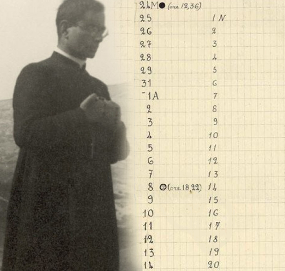 Don Gaetano Tantalo of Tagliacozzo Alto, Italy, not only hid seven members of the Orvieto and Pacifici families, but also helped them to perform Jewish rituals Learn more about him here: ow.ly/hmKX50Iz7O7 These are his calculations to determine the date of #Passover