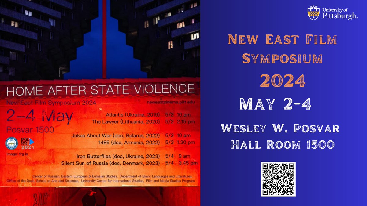 The University of Pittsburgh’s New East Film Symposium is happening next weekend, from May 2-4! This year's theme is “Home After State Violence” and examines the concept of ‘home’ in the wake of acts of state brutality. Register now to secure your spot: neweastcinema.pitt.edu