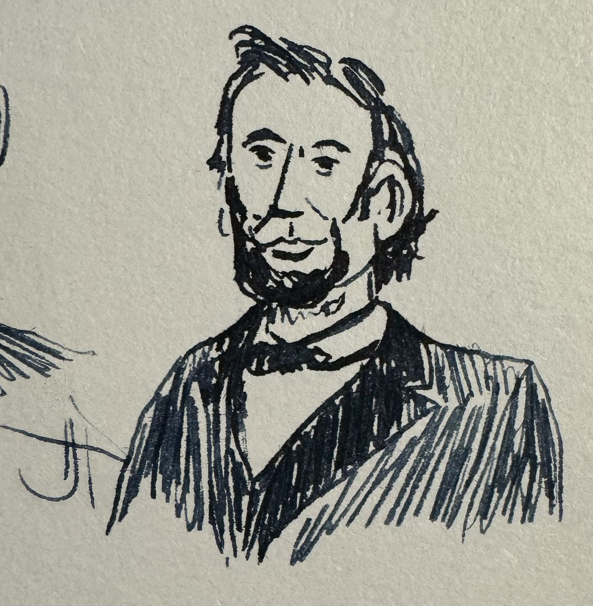 #PruittWrites #sketch #abrahamlincoln #fountainpen #diamine #prussianblue #uspresident #history #art #ushistory #americanartist