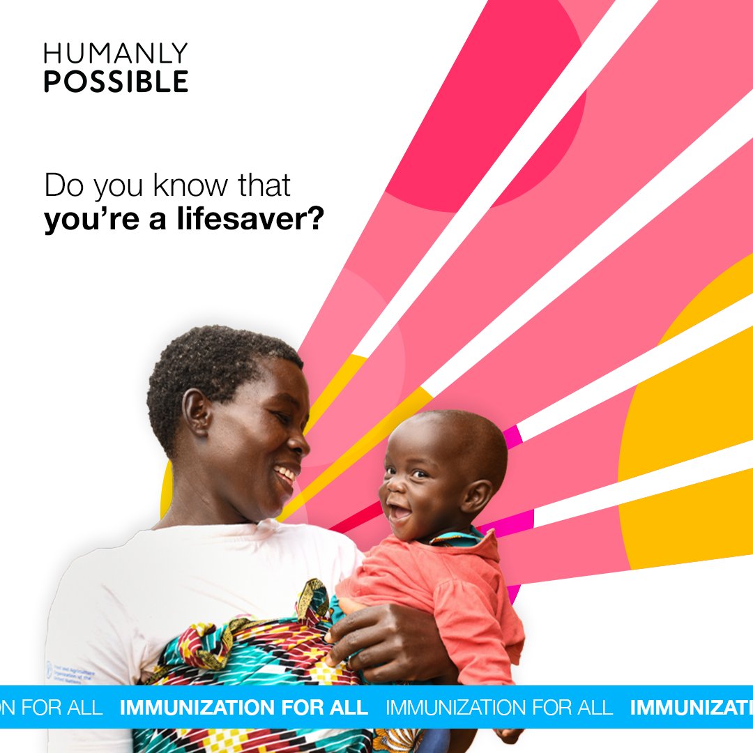 Let's save lives every minute by prioritizing #immunization to end preventable diseases like malaria and polio for good! Together, it's #HumanlyPossible #WorldImmunizationWeek