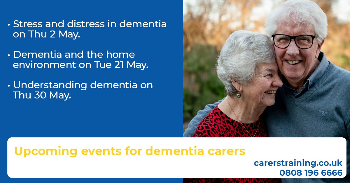 Carers of someone with dementia may be interested in our upcoming sessions throughout May. To browse and book please visit our Carers Training website: ow.ly/fO7w50RleBE