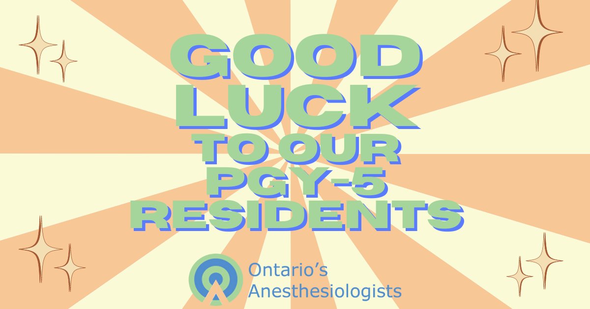 Good luck to all of the Canadian anesthesia PGY-5 residents who are tackling their Royal College applied exams this week. We know you can do it!