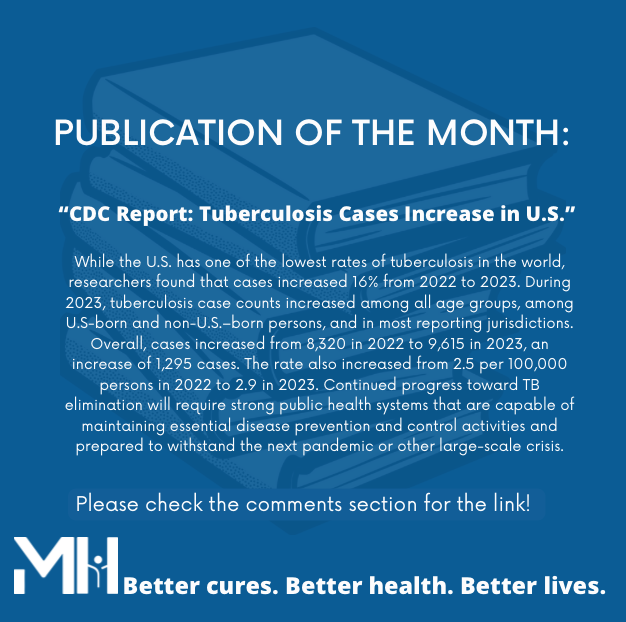 Once a month, we like to share an insightful publication about #tuberculosis! A new report from the CDC on TB in the US can be accessed here: ow.ly/g4SQ50RlBq4 #StopTB #EndTB #YesWeCanEndTB #InvestToEndTB #infectiousdiseases #publichealth #globalhealth #US #CDC