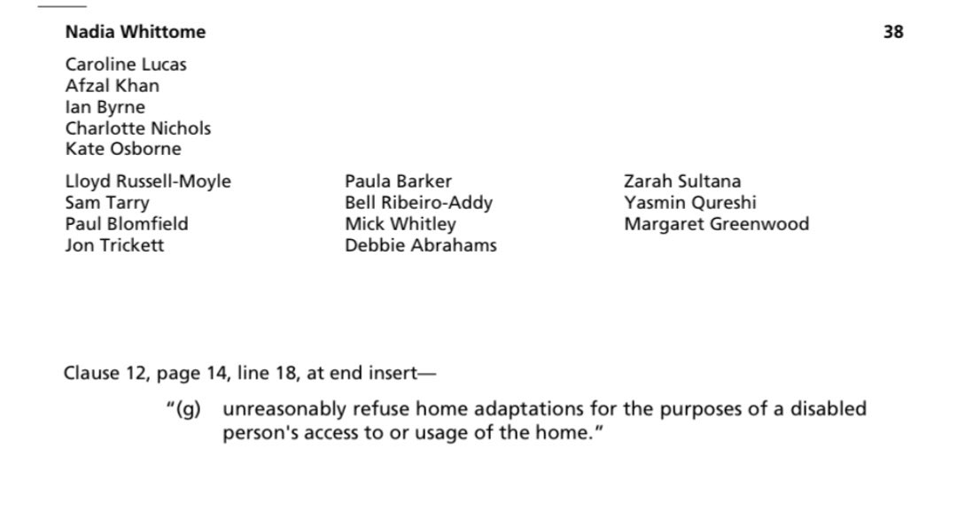 1 in 3 disabled renters are forced to live in unsuitable homes. Despite the availability of government funding, landlords often decline requests to make homes accessible. I tabled an amendment to the Renters Reform Bill to stop landlords unreasonably refusing home adaptations.