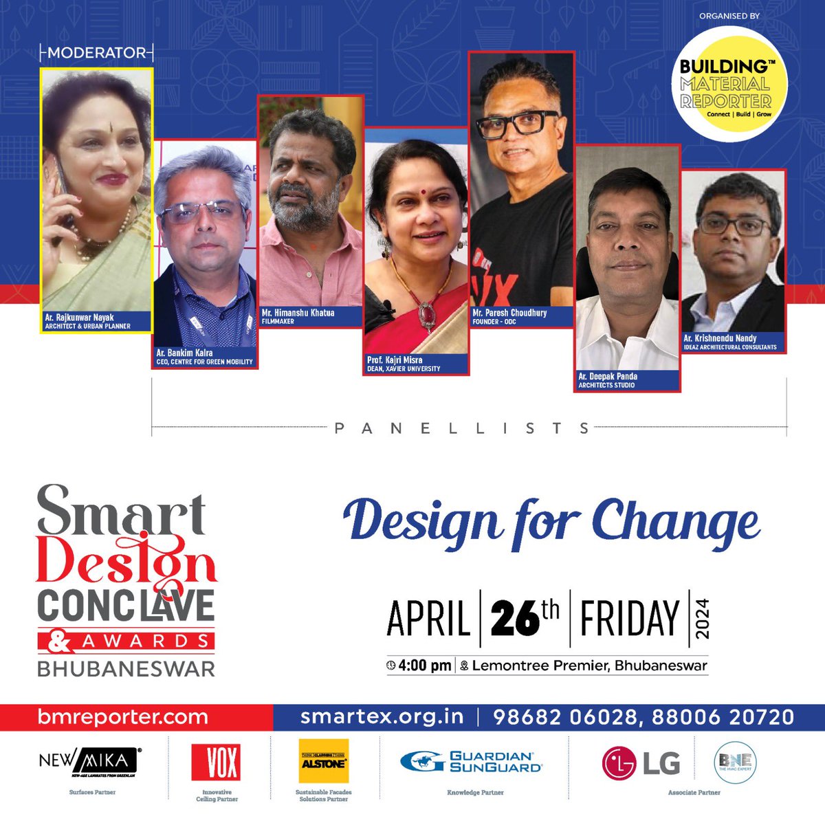 Excited to join esteemed panelists at the 'Smart Design Conclave Awards' in #Bhubaneswar discussing 'Design for Change' and its impact on evolving urban dynamics. Let's share our insights and shape the future together! #SmartDesign #Panelist #DesignForChange