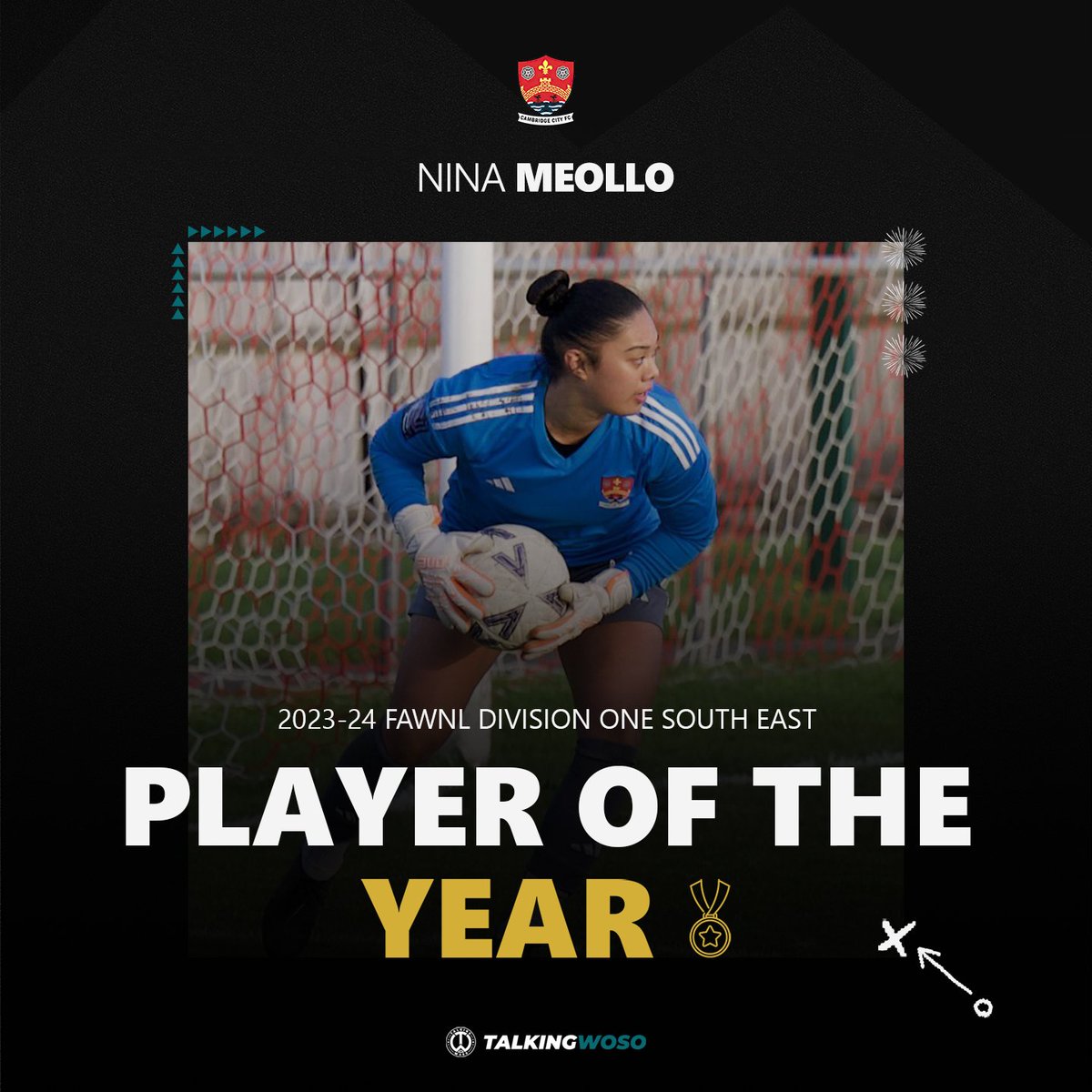 The 2023-24 FAWNL Division One South East Player of the Year... Nina Meollo. Meollo, whose performances earned her first international call-up for the Philippines, received the most Opposition Player of the Match awards in division to scoop the award. 📸 @cambscitygirls
