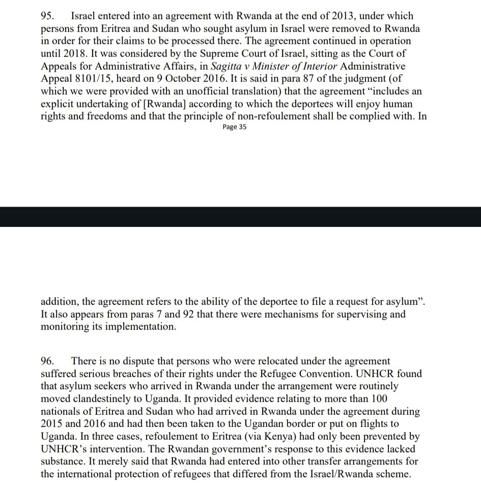 In case you were in any doubt that this is BS from the Home Secretary, here's the Supreme Court on what happened to people deported to Rwanda from Israel