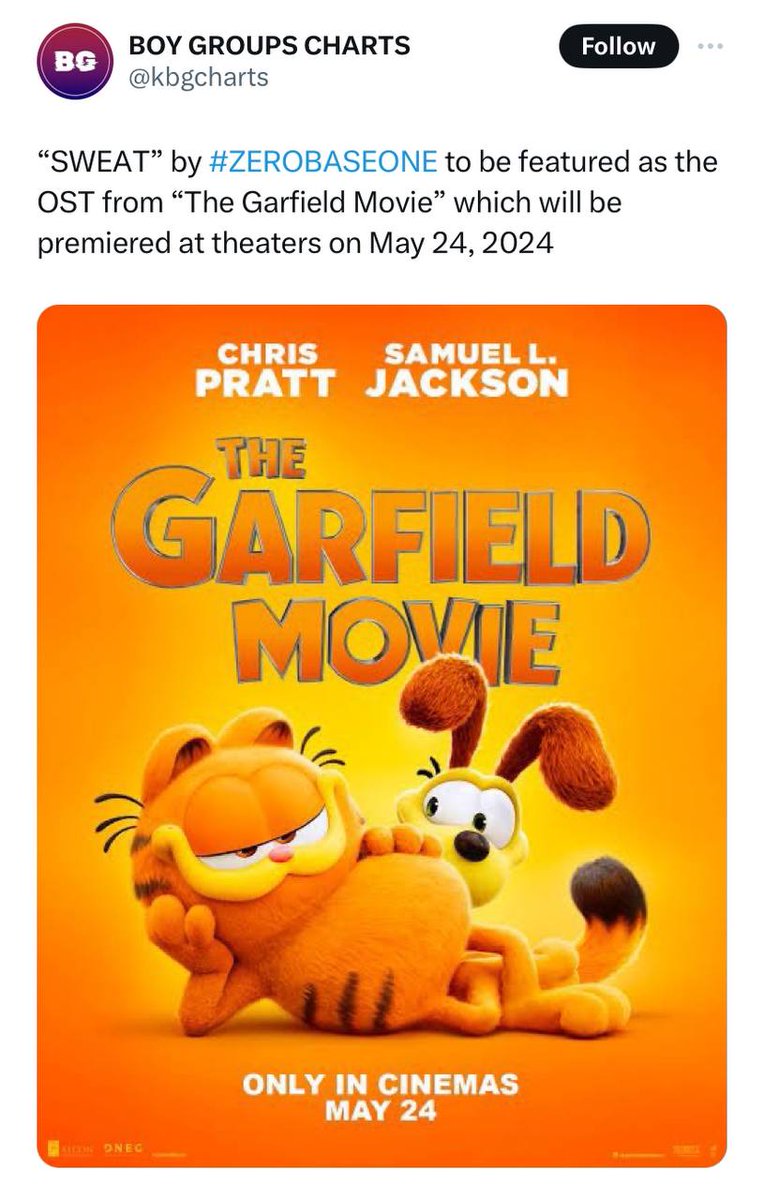 zb1area's tweet photo. zb! BENER DONG SWEAT JADI OST FILM GARFIELD 😭😭 https://t.co/06RP3NYbO2